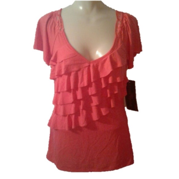 Almost Famous Tops - NWT Almost Famous Pink Sz Medium Ruffle Top